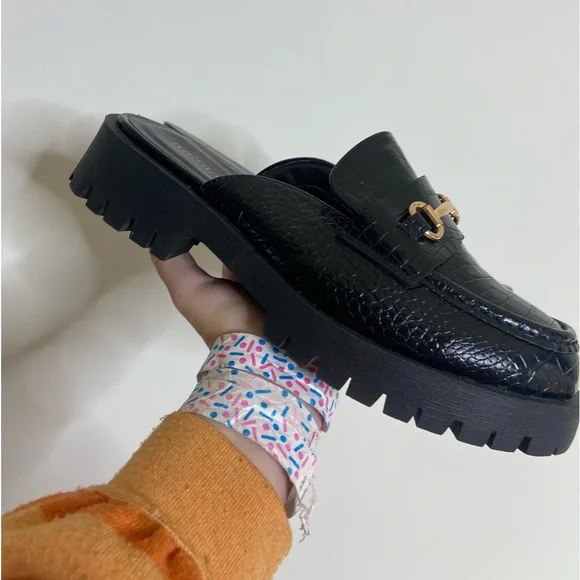 Bamboo black croc loafers - Picture 2 of 6